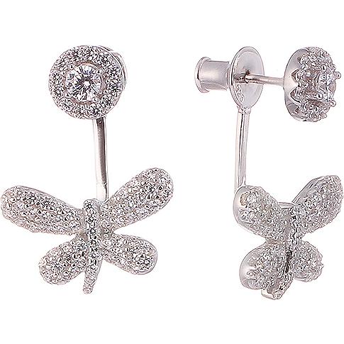 

Серьги женские из серебра Джей Ви YC0049E, фианит, YC0049E
