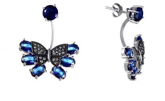 

Серьги женские из серебра Джей Ви SE2604-E, стекло/фианит, SE2604-E