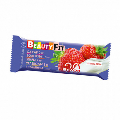 фото Батончик протеиновый "клубника" beauty fit 60 г bee tasty