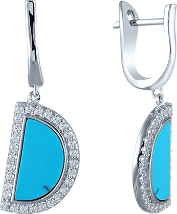 

Серьги женские из серебра Джей Ви MT1365-E1109A2YS, фианит/бирюза, MT1365-E1109A2YS