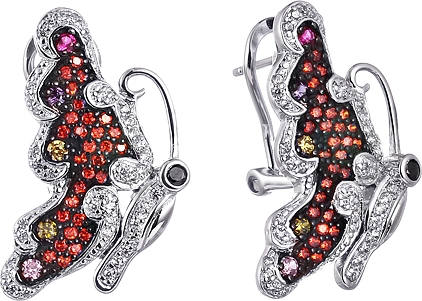 

Серьги женские из серебра Джей Ви PE130114D, фианит, PE130114D