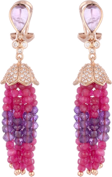 

Серьги женские из серебра Джей Ви EE017964A, аметист/агат/фианит, EE017964A