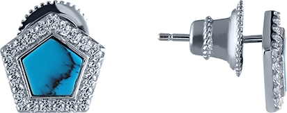 

Серьги женские из серебра Джей Ви MT1376-S, фианит/бирюза, MT1376-S