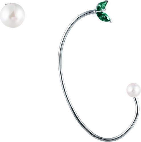 

Серьги джекеты из серебра Джей Ви ME12751A, жемчуг искусственный/фианит, ME12751A