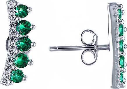 

Серьги женские из серебра Джей Ви E-H0837, фианит, E-H0837