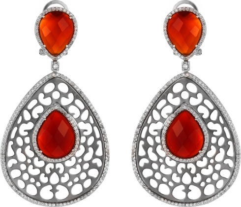 

Серьги женские из серебра Джей Ви AES34101W, агат/фианит, AES34101W