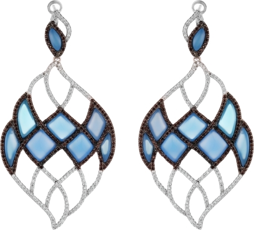 

Серьги женские из серебра Джей Ви AES34523W, фианит/агат, AES34523W