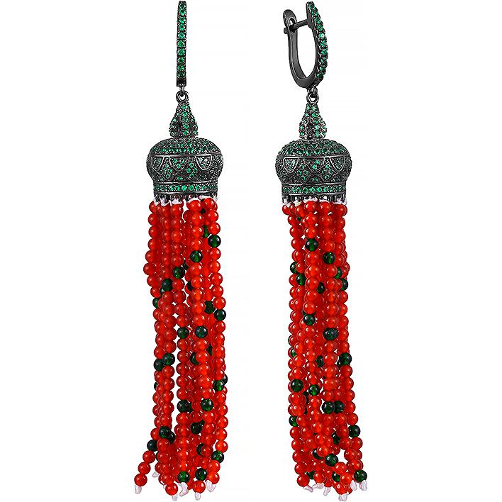 

Серьги женские из серебра Джей Ви WE8168, агат/фианит, WE8168