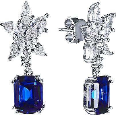 

Серьги подвески из серебра Джей Ви SE000424, шпинель/фианит, SE000424