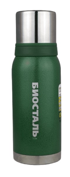 фото 1000nbа-g термос "биосталь-охота" 2 чашки, зеленый, 1 л biostal