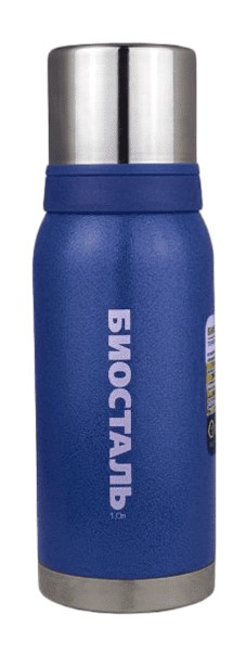 фото 1000nbа-b термос "биосталь-охота" 2 чашки, синий, 1 л biostal