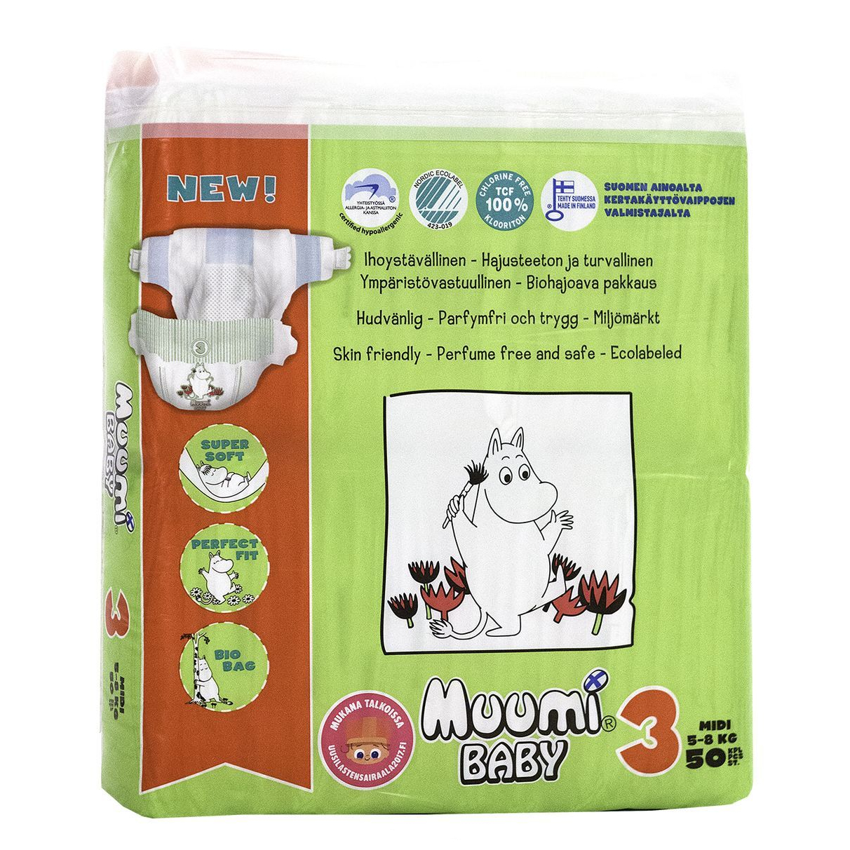 фото Подгузники muumi baby midi (5-8 кг), 50 шт.