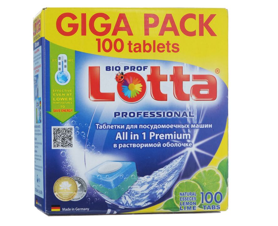 фото Таблетки для посудомоечных машин lotta all in 1 giga pack 100 штук