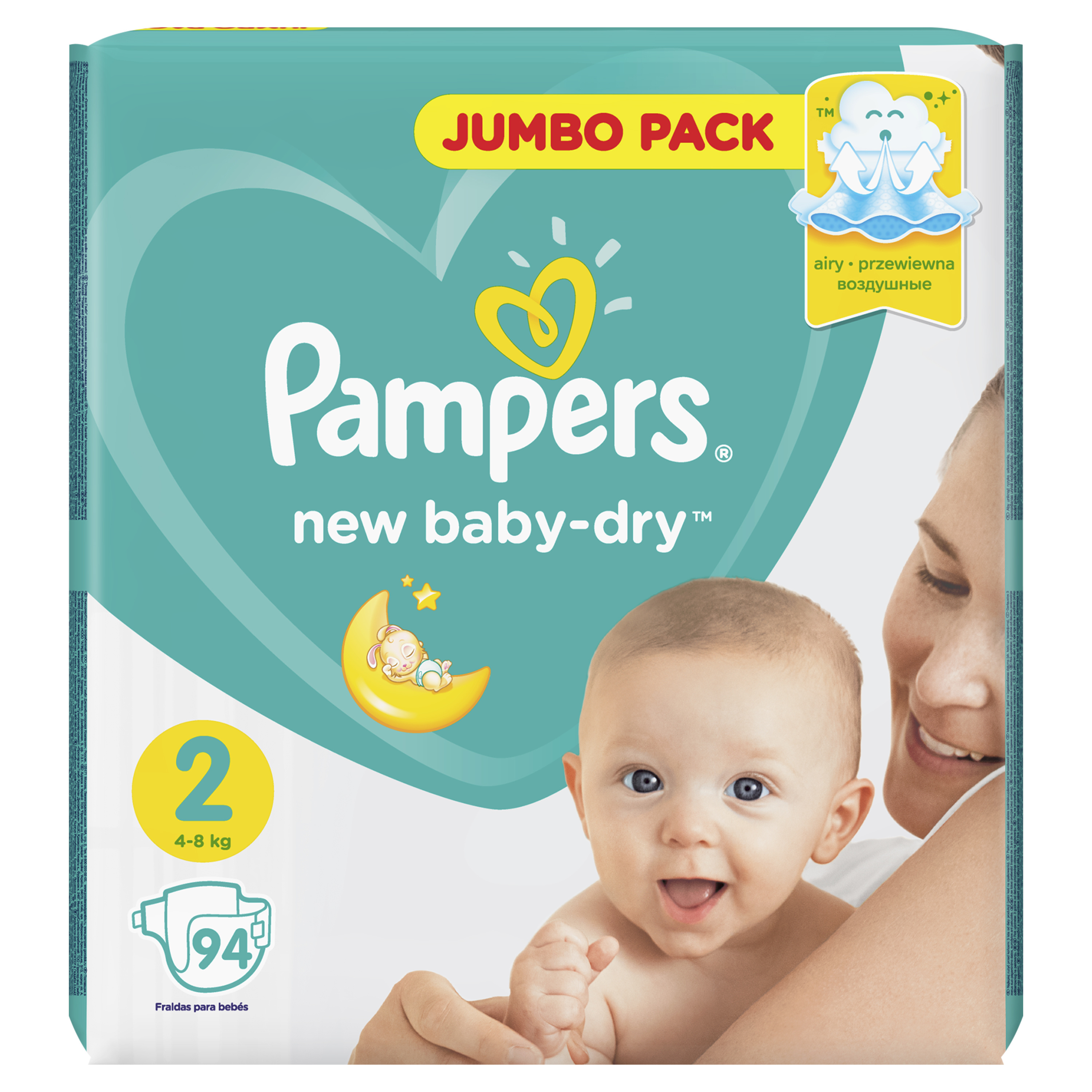 фото Подгузники pampers new baby-dry 2 (4-8 кг), 94 шт.