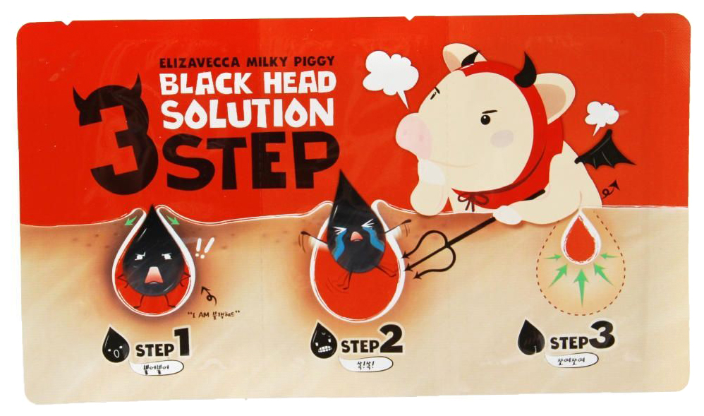 фото Набор от черных точек elizavecca milky piggy black head solution 3 step nose strip, 6 г