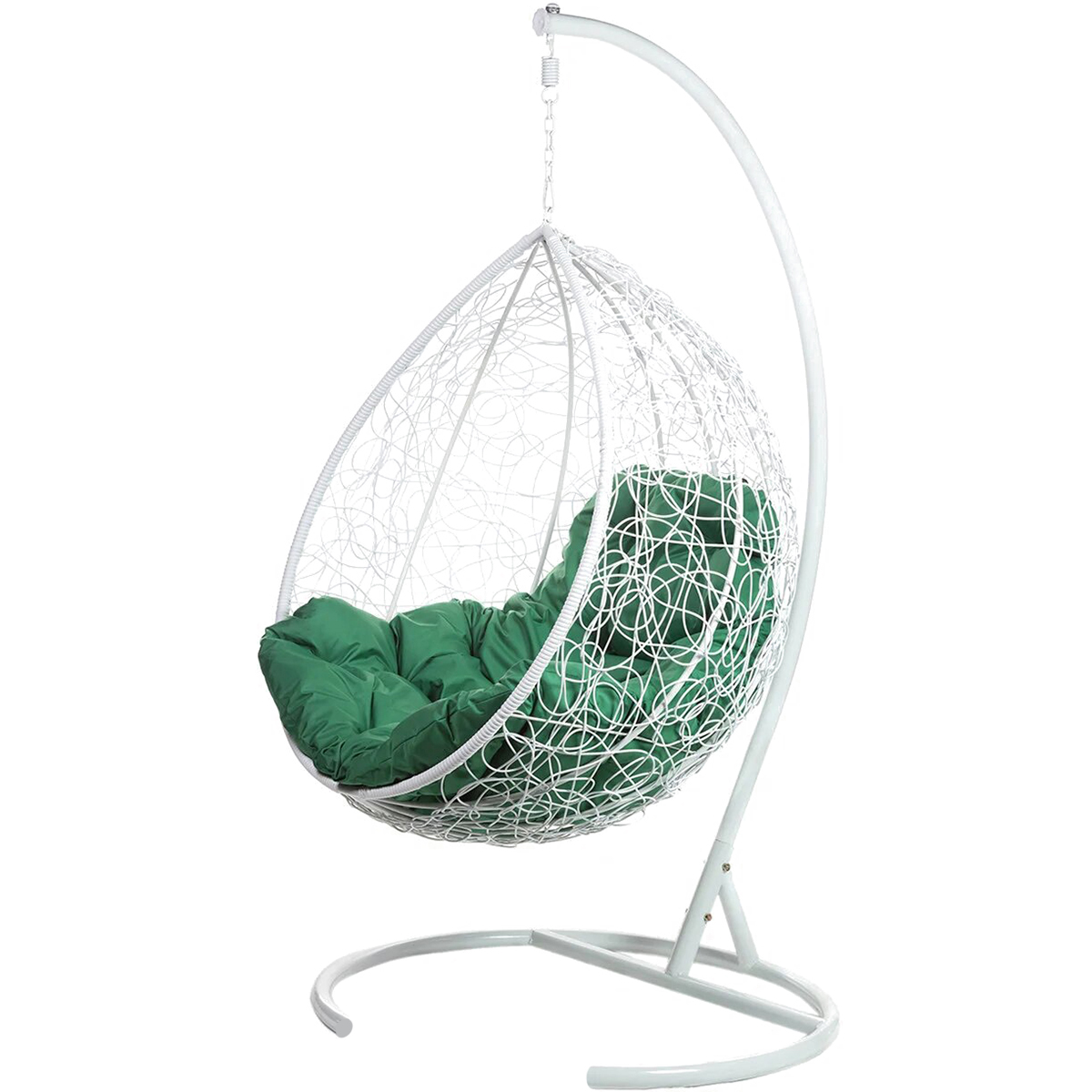 фото Подвесное кресло bigarden tropica белое со стойкой зеленая подушка