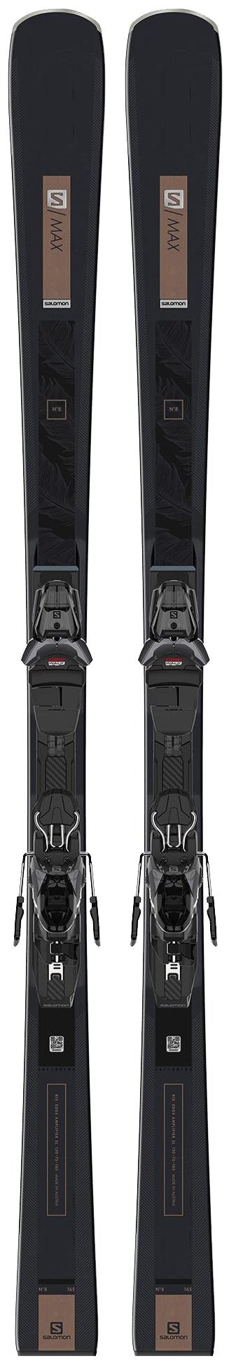 фото Горные лыжи salomon e s/max w 8 + m11 gw black/grey l80 2021, black/grey, 150 см