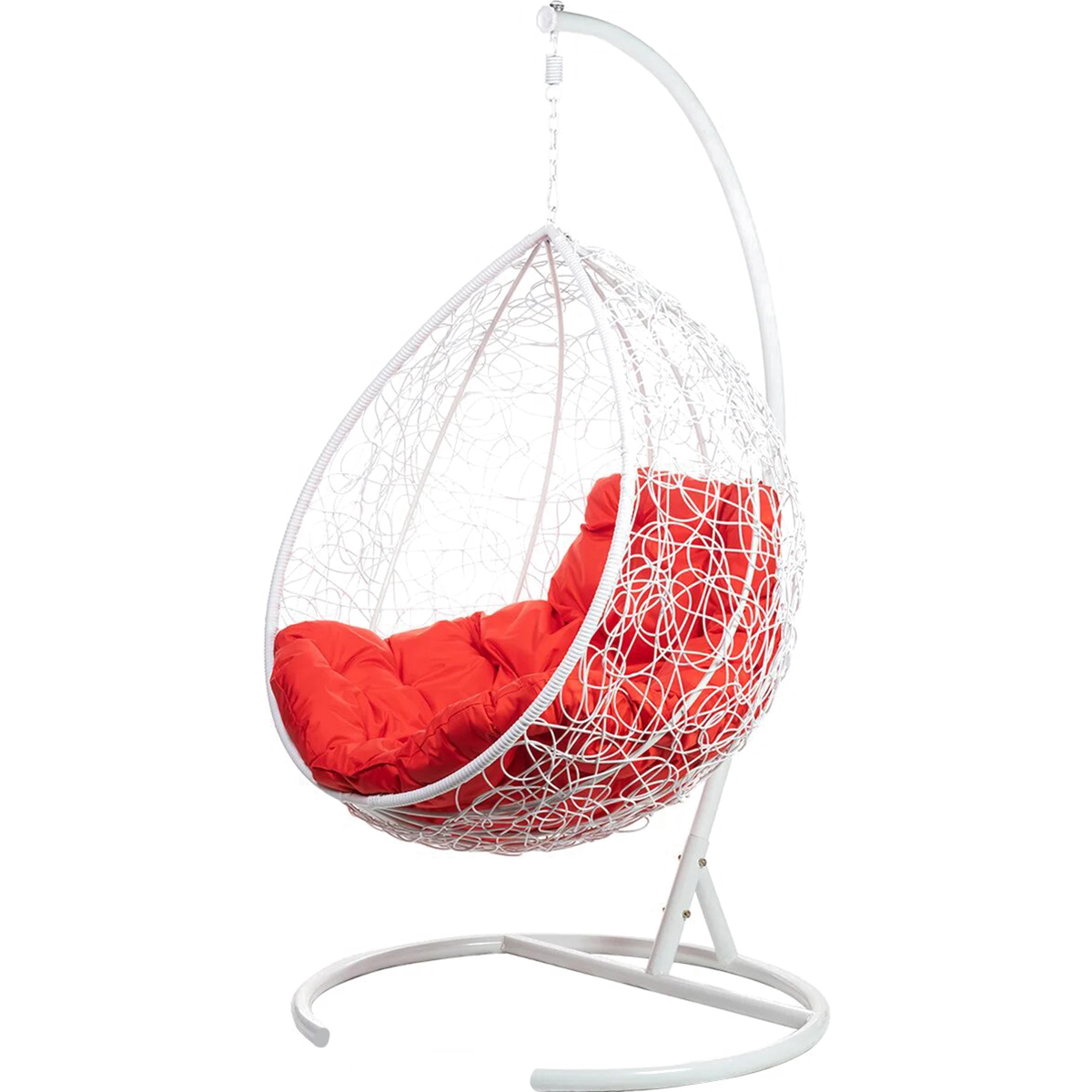 фото Подвесное кресло bigarden tropica белое со стойкой красная подушка