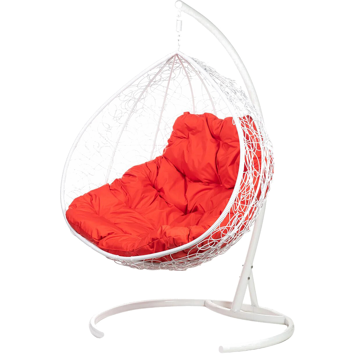 фото Подвесное кресло bigarden gimini белое со стойкой красная подушка