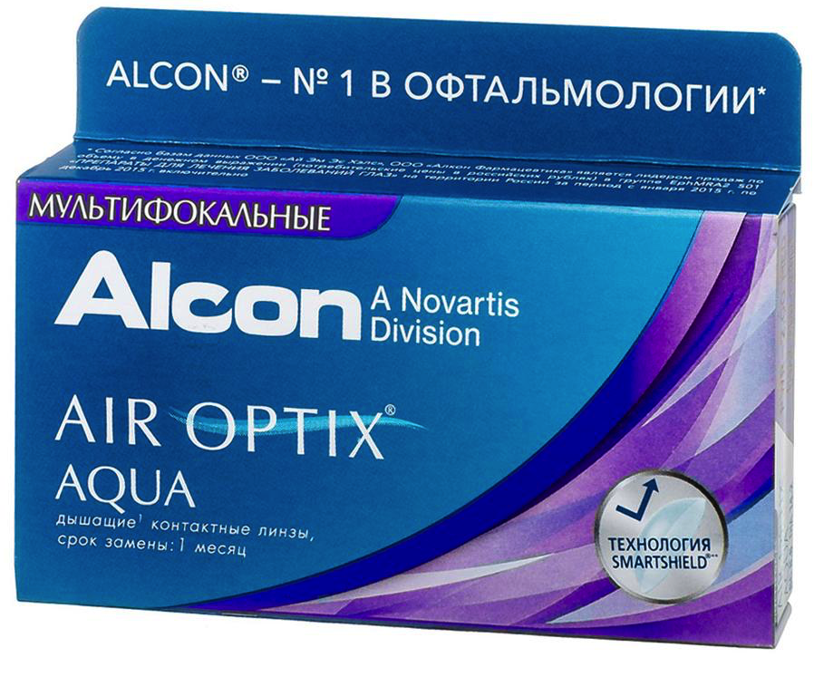 фото Контактные линзы airoptix hydraglyde for multifocal 3 шт. pwr +6,00, r 8.6, аддидация=m