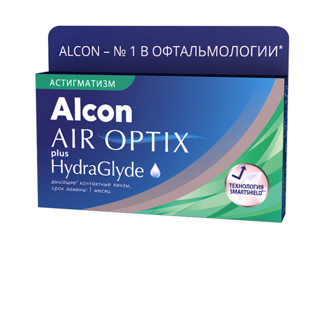 фото Контактные линзы airoptix hydraglyde for astigmatism 3 шт. pwr -4,75, cyl -1,75, axis 010