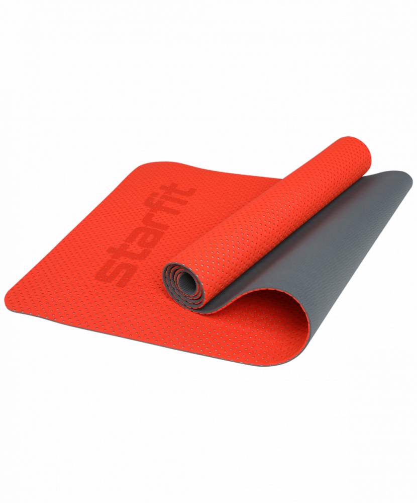фото Starfit коврик для фитнеса fm-202, tpe перфорированный, 173 x 61 x 0,5 см, ярко-красный