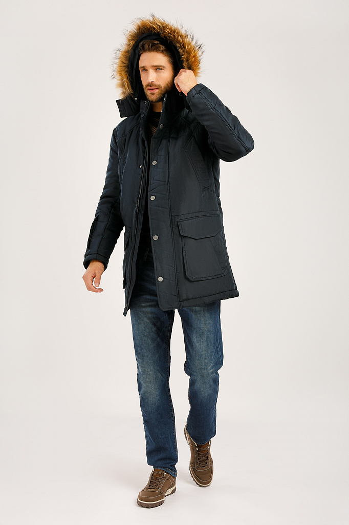 

Зимняя куртка мужская Finn Flare W19-22015 синяя XL, W19-22015