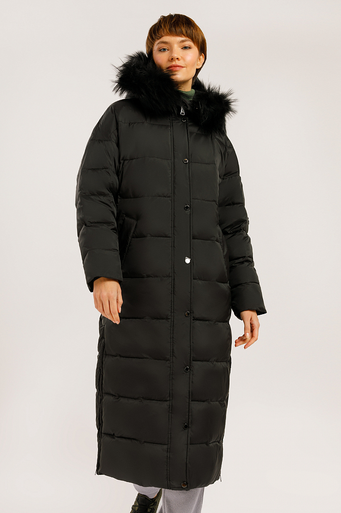 фото Пуховик-пальто женский finn flare w19-32015 черный 54