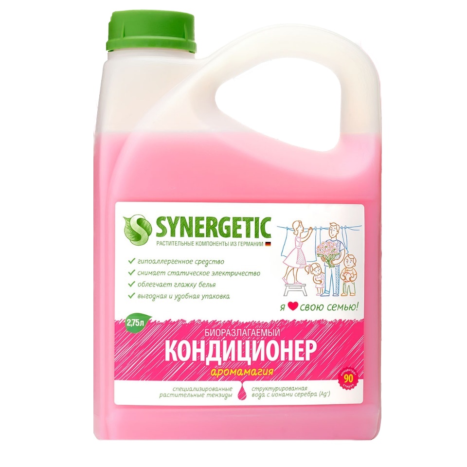 фото Кондиционер для белья synergetic "аромамагия" гипоаллергенный, 2,75л, 90 стирок
