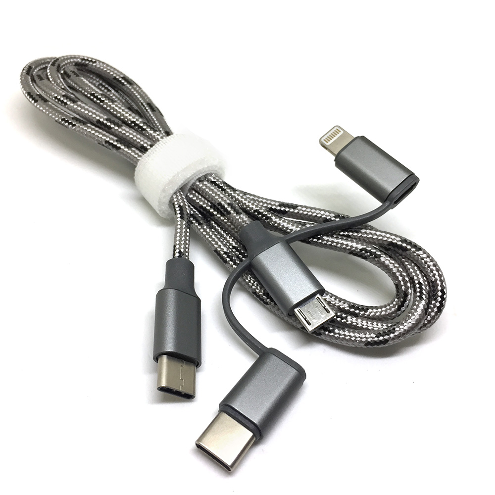 Кабель USB type-C 3.1 на Lightning + microUSB + USB type-C 3.1, 1м