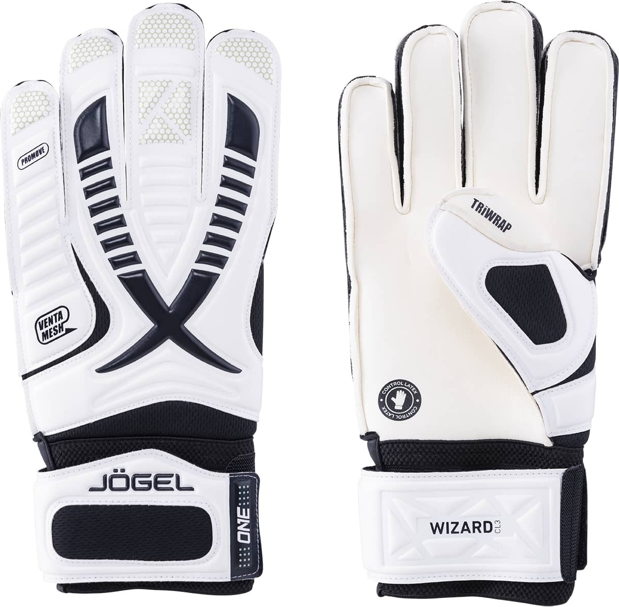 Вратарские перчатки Jogel One Wizard CL3 Flat, white/black, 9