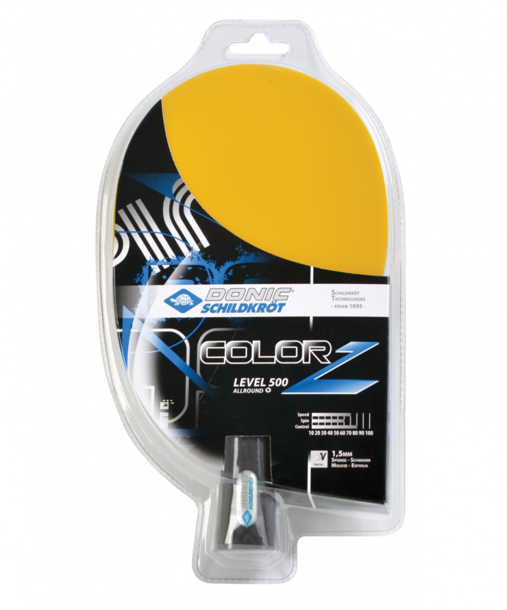Ракетка для настольного тенниса Donic ColorZ, коническая ручка, желтая
