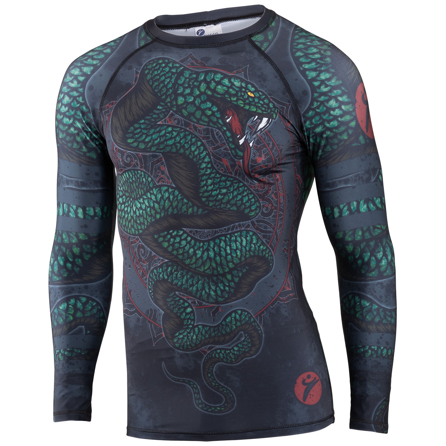 Рашгард детский Rusco Sport Snake YTH blue/green, XL черный; зеленый