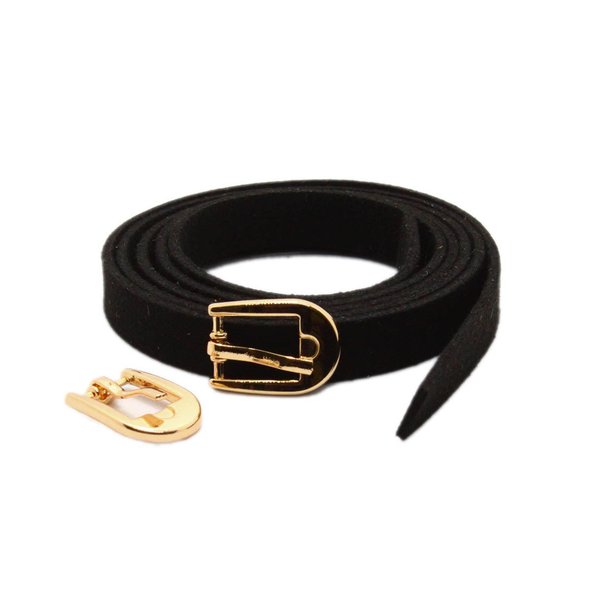 

28857 Ремешок чёрн. из иск.замши 0,9см*0,8м. + пряжка мини С3271 зол. упак/2 шт