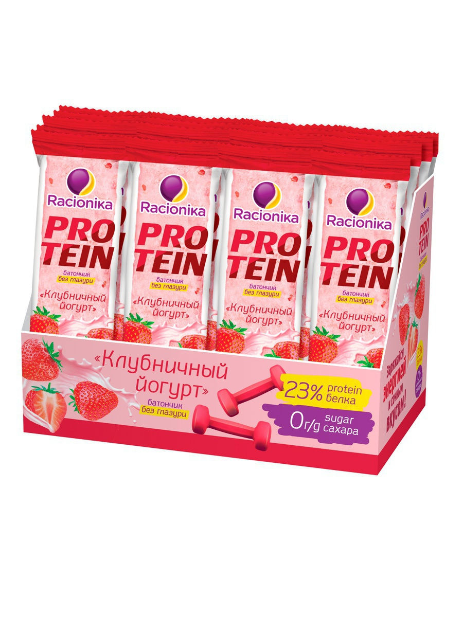 фото Батончик racionika protein 16 45 г клубничный йогурт