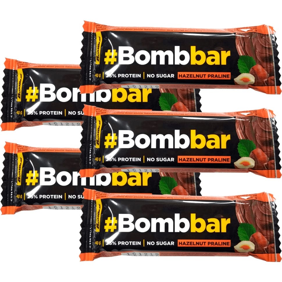 фото Батончик bombbar protein bar in chocolate 5 40 г, 5 шт., фундучное пралине