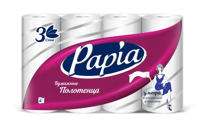 

Бумажные полотенца Papia 4 штуки, Белый, 700374