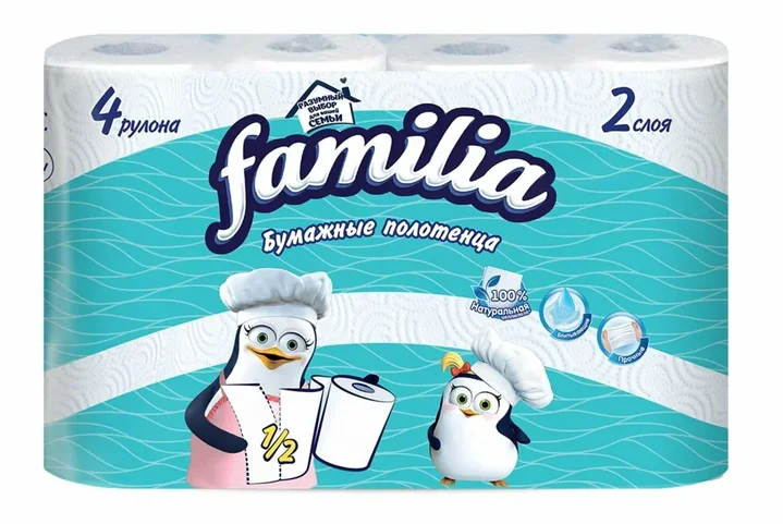фото Бумажные полотенца familia белые 4 штуки