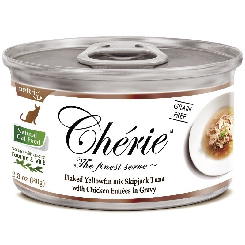

Консервы для кошек Pettric CHERIE, тунец, курица, 24шт по 80г, Cherie