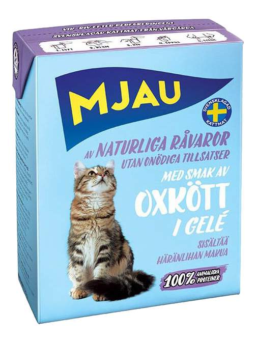 фото Влажный корм для кошек mjau, с говяжьим фаршем, 16шт, 400г