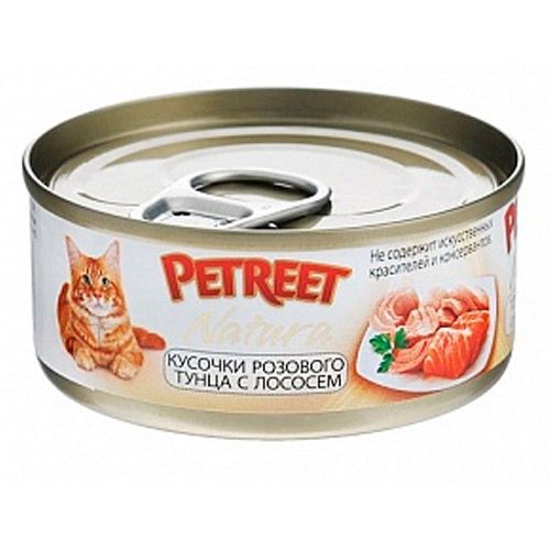фото Консервы для кошек petreet, тунец, лосось, 48шт, 70г