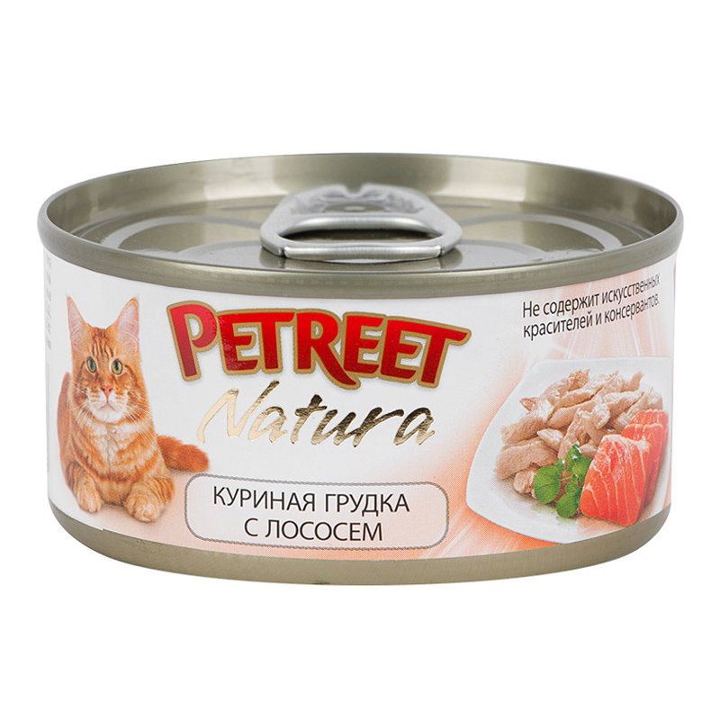 фото Консервы для кошек petreet, курица, лосось, 48шт, 70г