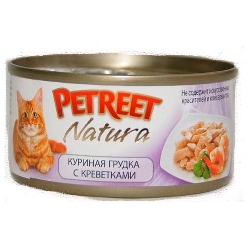 фото Консервы для кошек petreet, курица, креветки, 48шт, 70г
