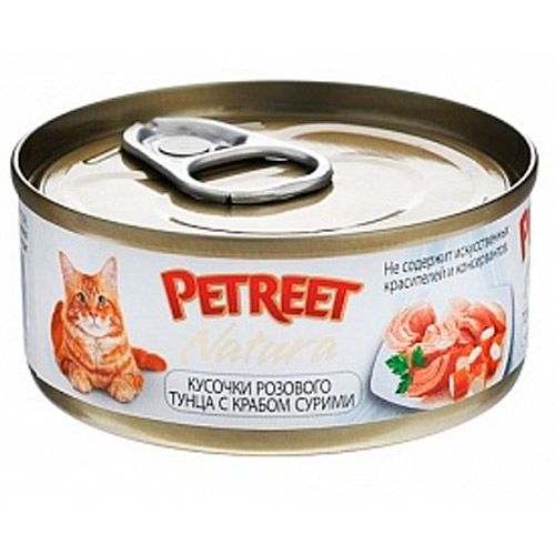 фото Консервы для кошек petreet, тунец, краб 48шт, 70г