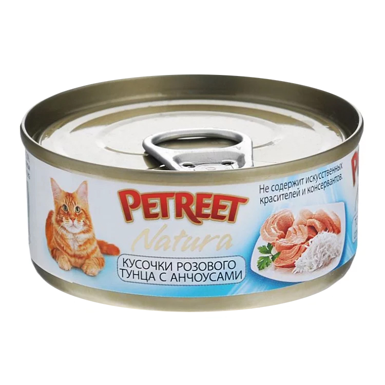 фото Консервы для кошек petreet, тунец, анчоусы 48шт, 70г