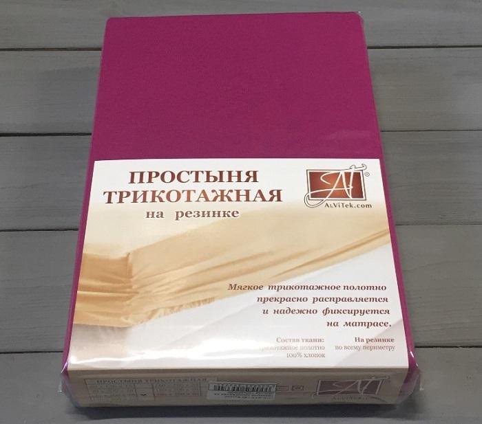 фото Простыня на резинке альвитек (россия) стандарт 90x200 см розовый