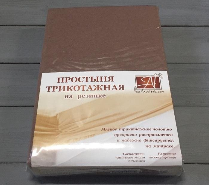 фото Простыня на резинке альвитек (россия) стандарт 90x200 см коричневый