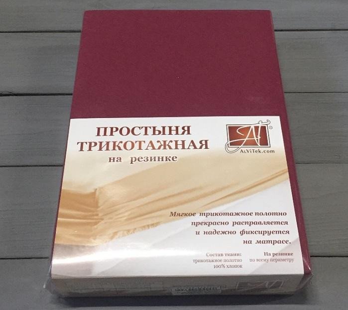 фото Простыня на резинке альвитек (россия) стандарт 90x200 см красный