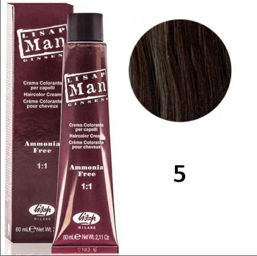 Краска для волос Lisap Milano Lisap Man Color 5 Светло-каштановый 60 мл lisap milano краситель фильтр кремово гелевый безаммиачный медный металлик lisaplex filter color 100 мл