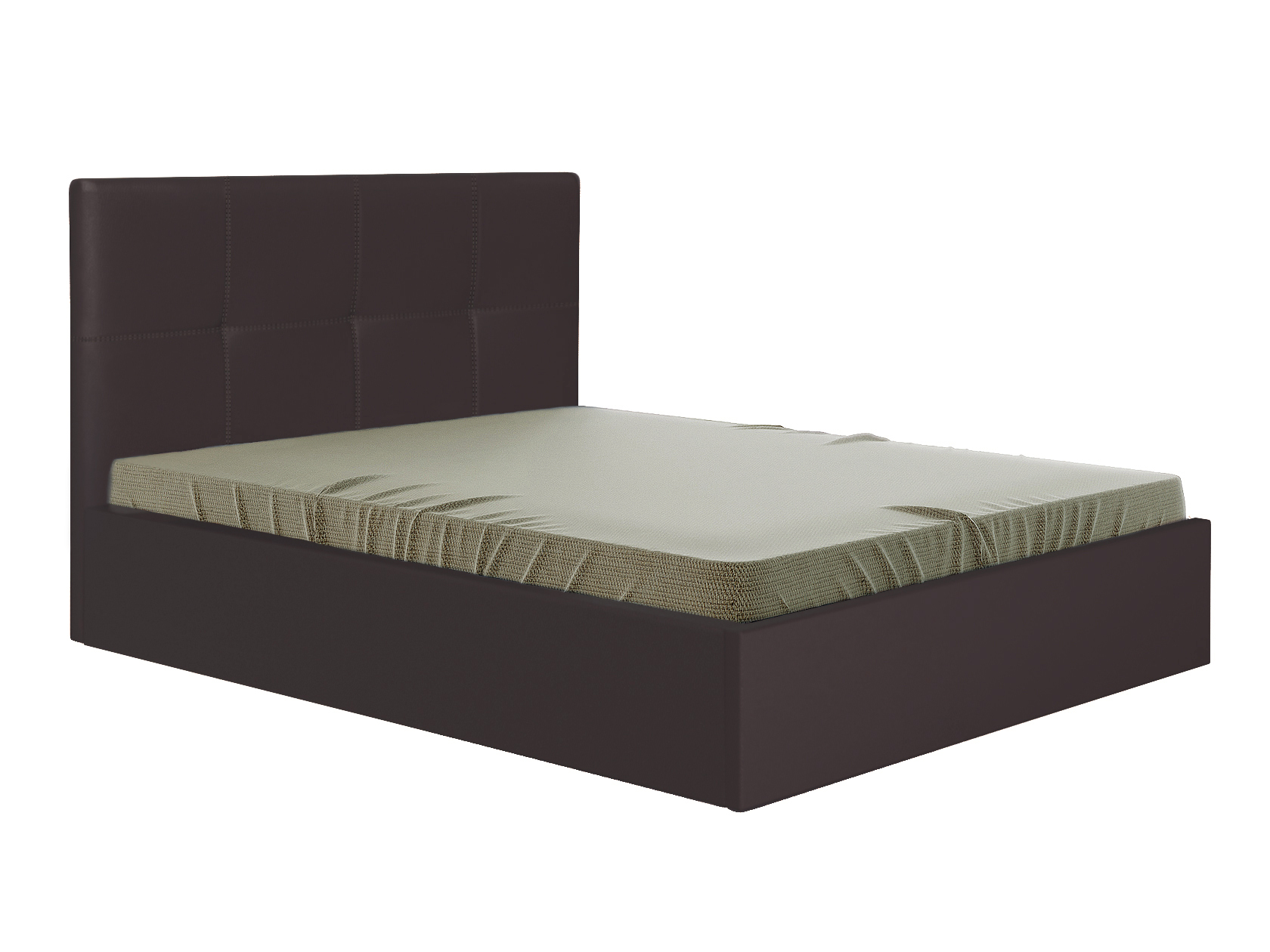 фото Двуспальная кровать верда коричневый, экокожа , 160х200 см первый мебельный